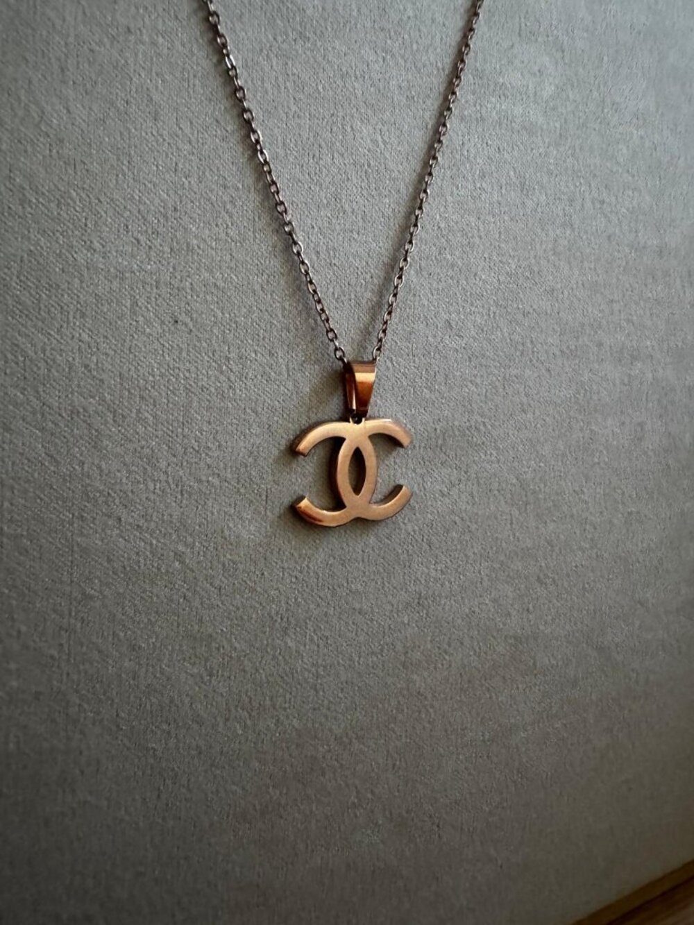 Rose Gold Vintage Necklace - Rose Gold CC Necklace - 20" Chain - Y2K
